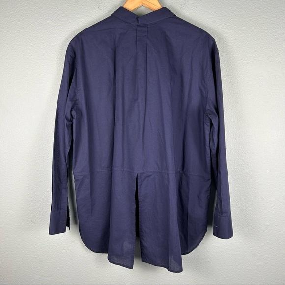 Caslon Women's Size L Navy Blue Tunic Style Button Up Long Sleeve Top - Picture 2 of 7